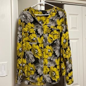 Who What Wear Yellow Floral Shirt